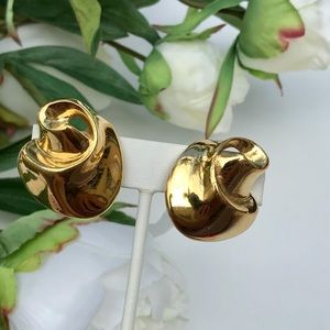 VTG Givenchy Paris New York Gold Clip On Earrings